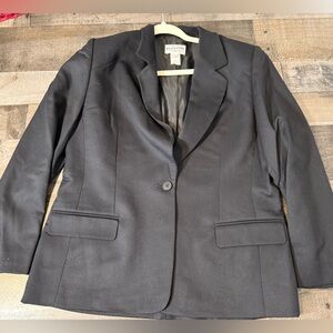 Pendleton 100% Virgin Wool Blazer Jacket Women’s 14 Petite Black Made USA Career